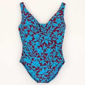 Land's End Preppy Slimming Summer One-Piece Swimsuit Floral 16P